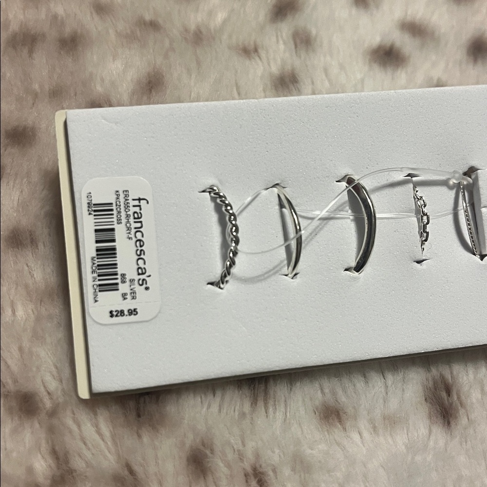Francesca's Collections Silver Ring Stacking Set Assorted Sizes - Picture 5 of 5
